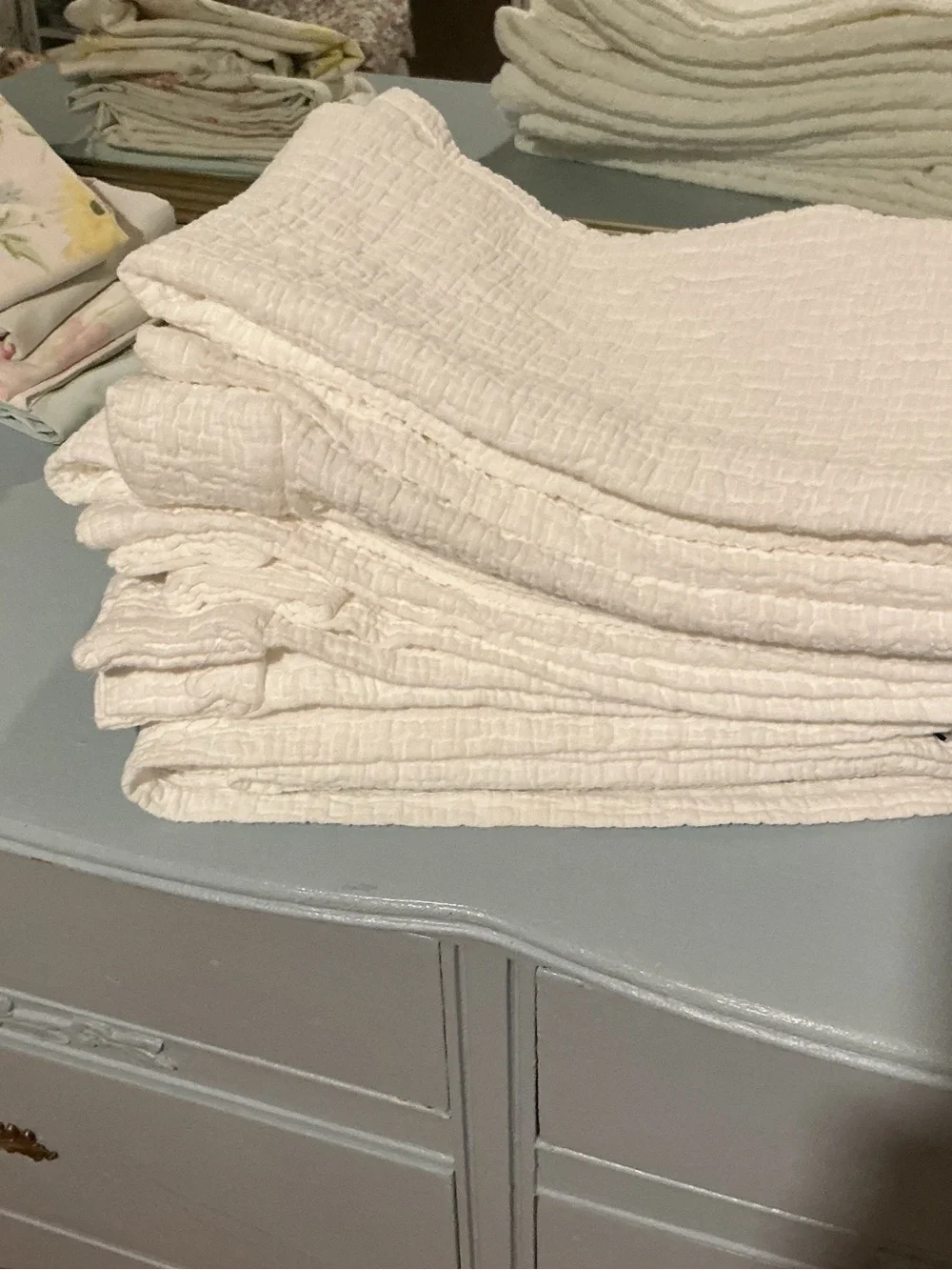 NWOT 2 Sets of Crisp White Textured Cotton Drapes